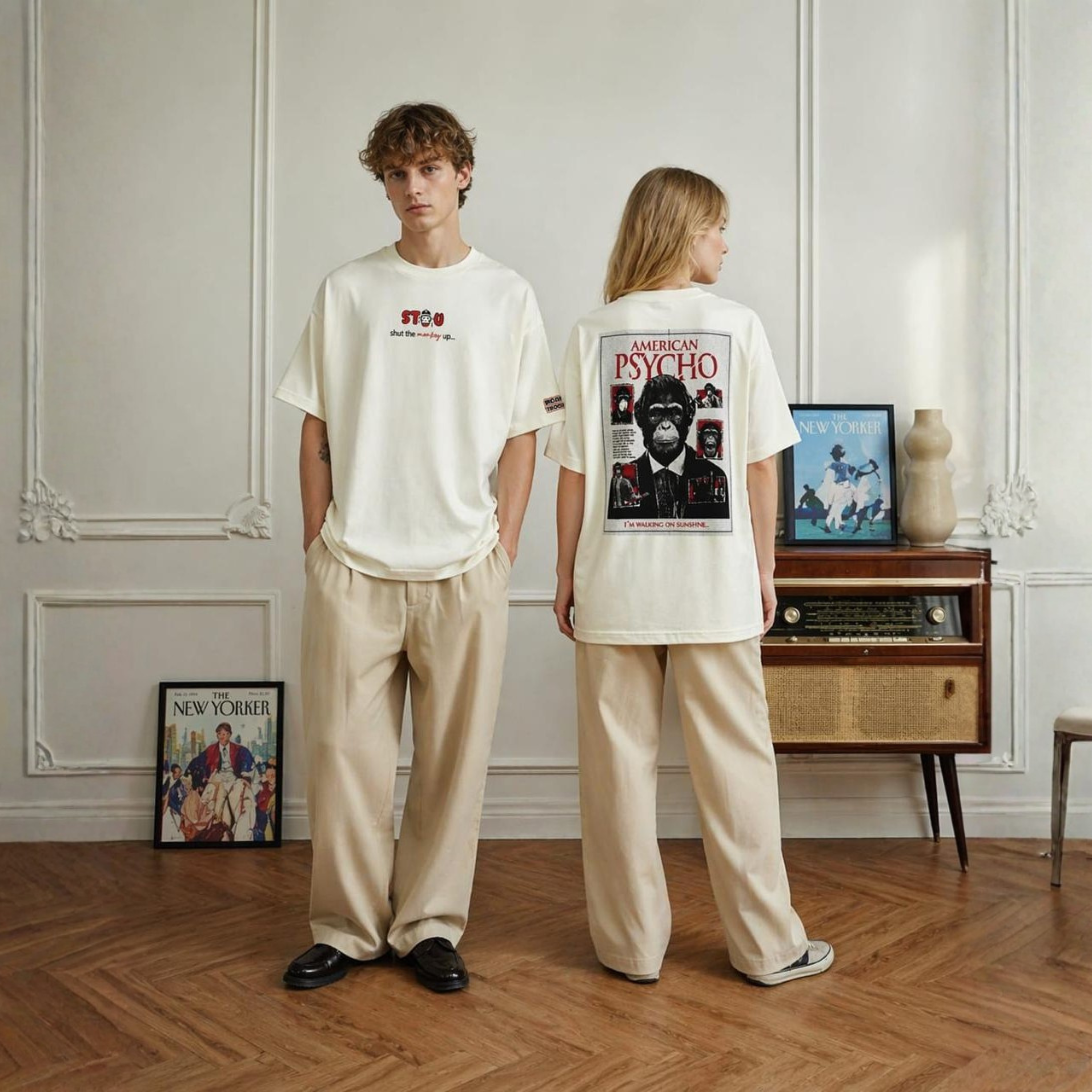 PSYCHO MONKEY Oversized T-Shirt | Off-White